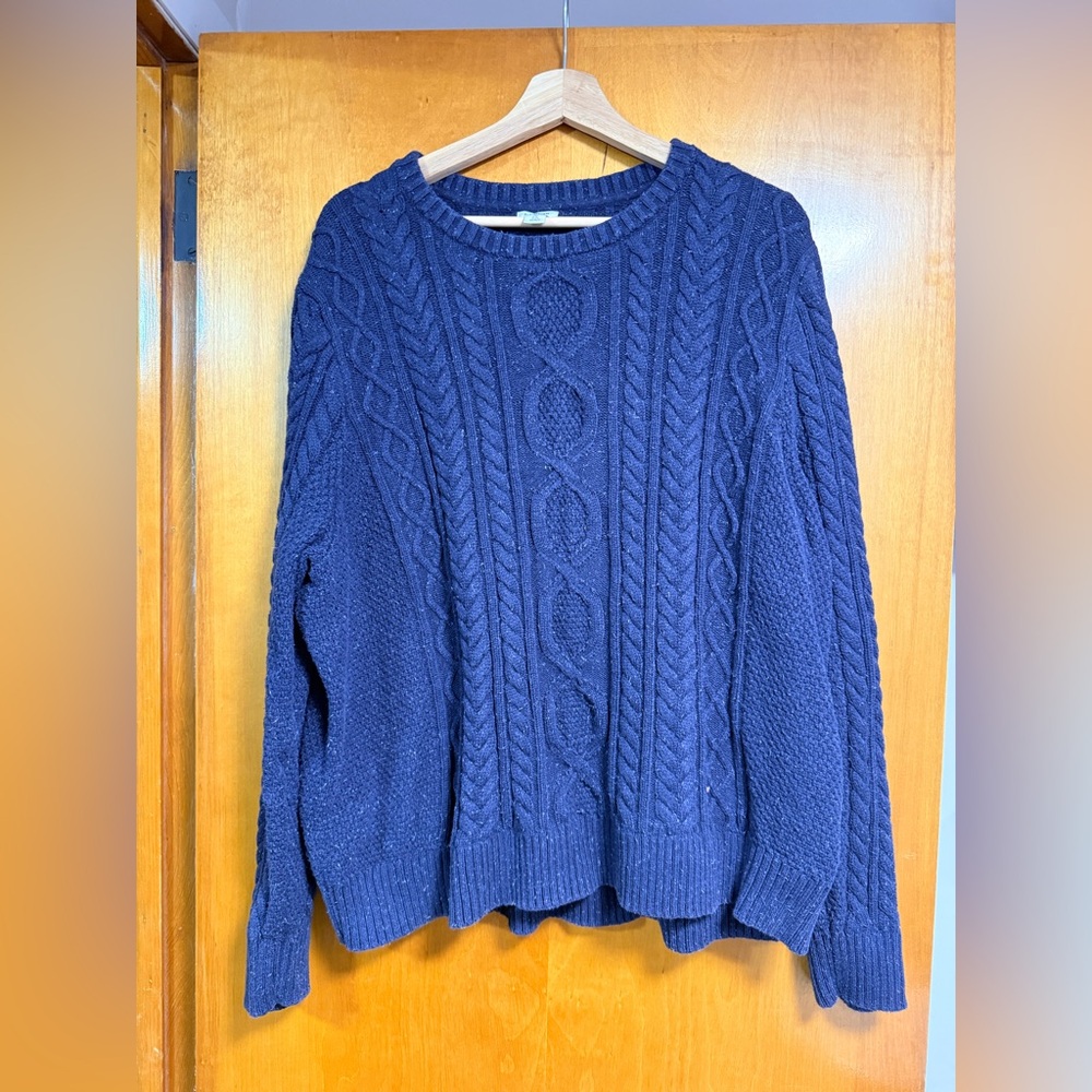 L.L. Bean Deep Blue Cable Knit Sweater